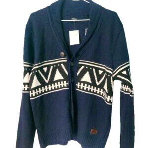 Buffalo David Bitton Cozy Grandpa Men's Button Up Cardigan Sweater Blue Medium